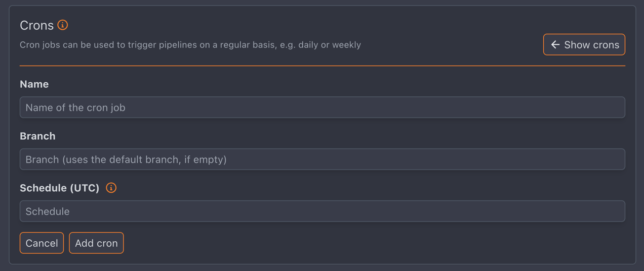 CRON project configuration