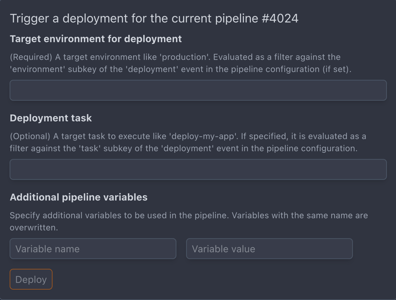 Deployment Popup